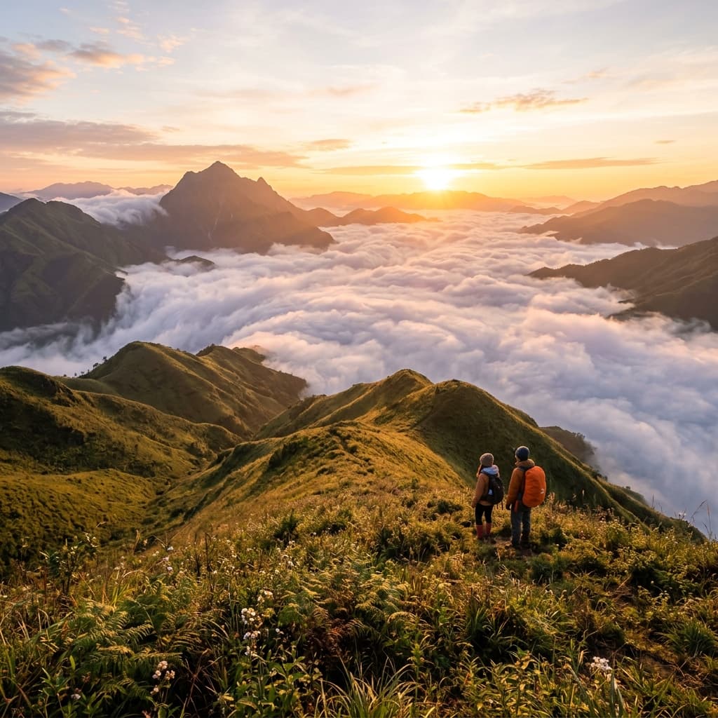 Review Trekking Lùng Cúng (2.913m): Biển Mây Bồng Bềnh Giữa Đồi Cỏ Mù Cang Chải