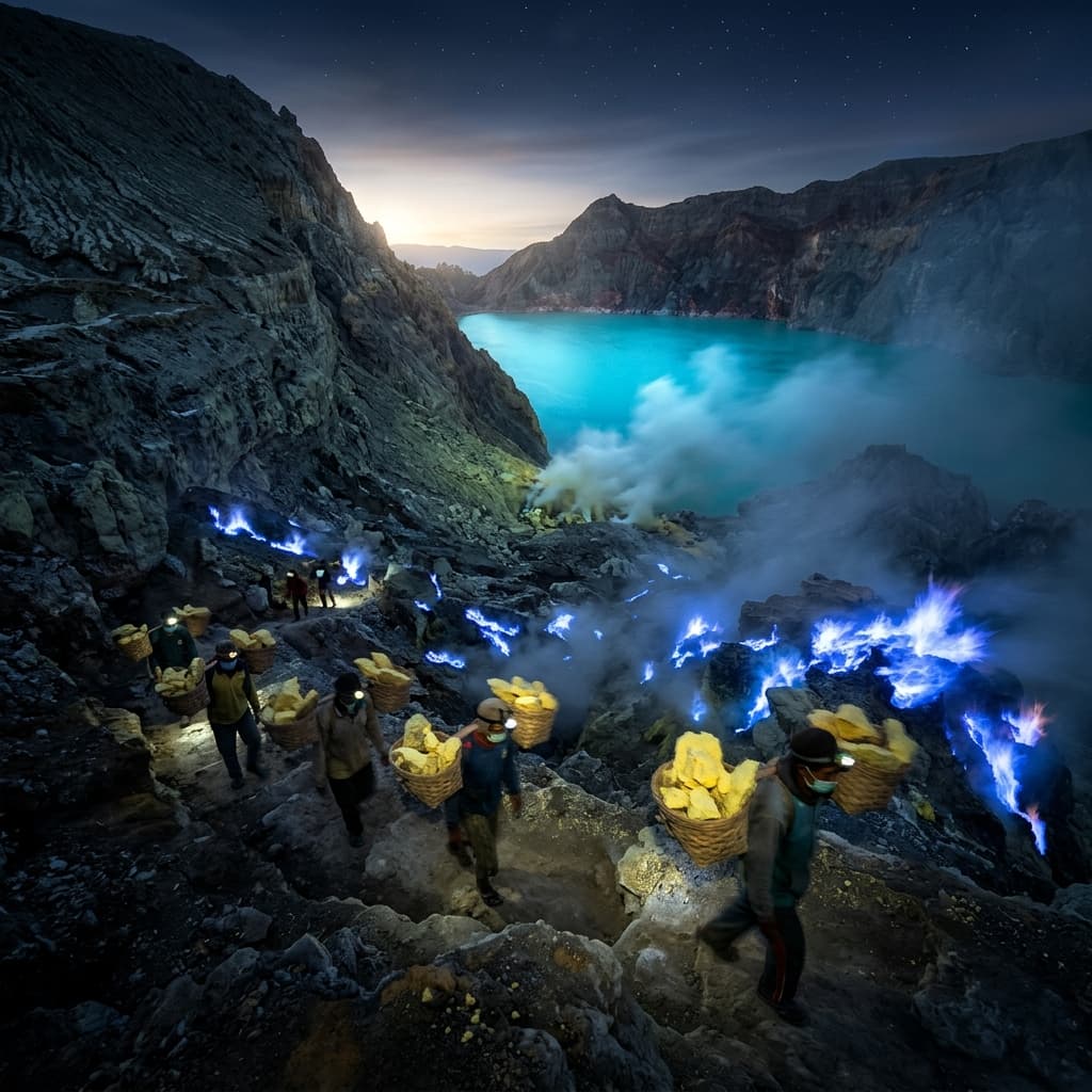 Review Trekking Núi Lửa Ijen (2.799m): Hiện Tượng "Lửa Xanh" Blue Fire & Hồ Axit Xanh Ngọc Bích